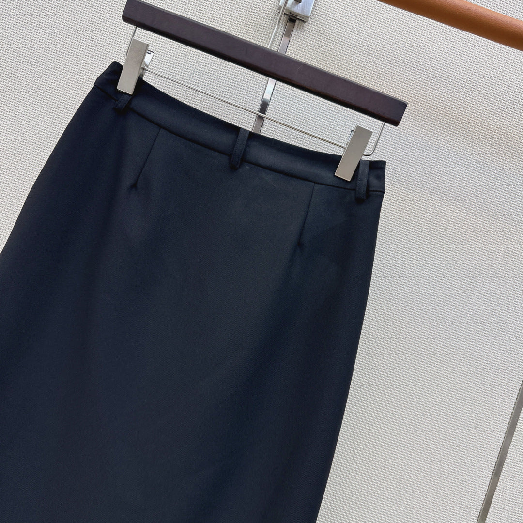 CC 26s Midi Skirt Black Wool Cotton Polyester 409107