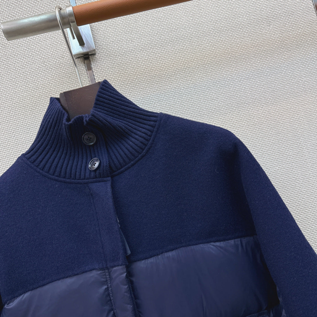 BC 26s Long Puffer Jacket Blue Down Recycled Nylon Fabric 419326