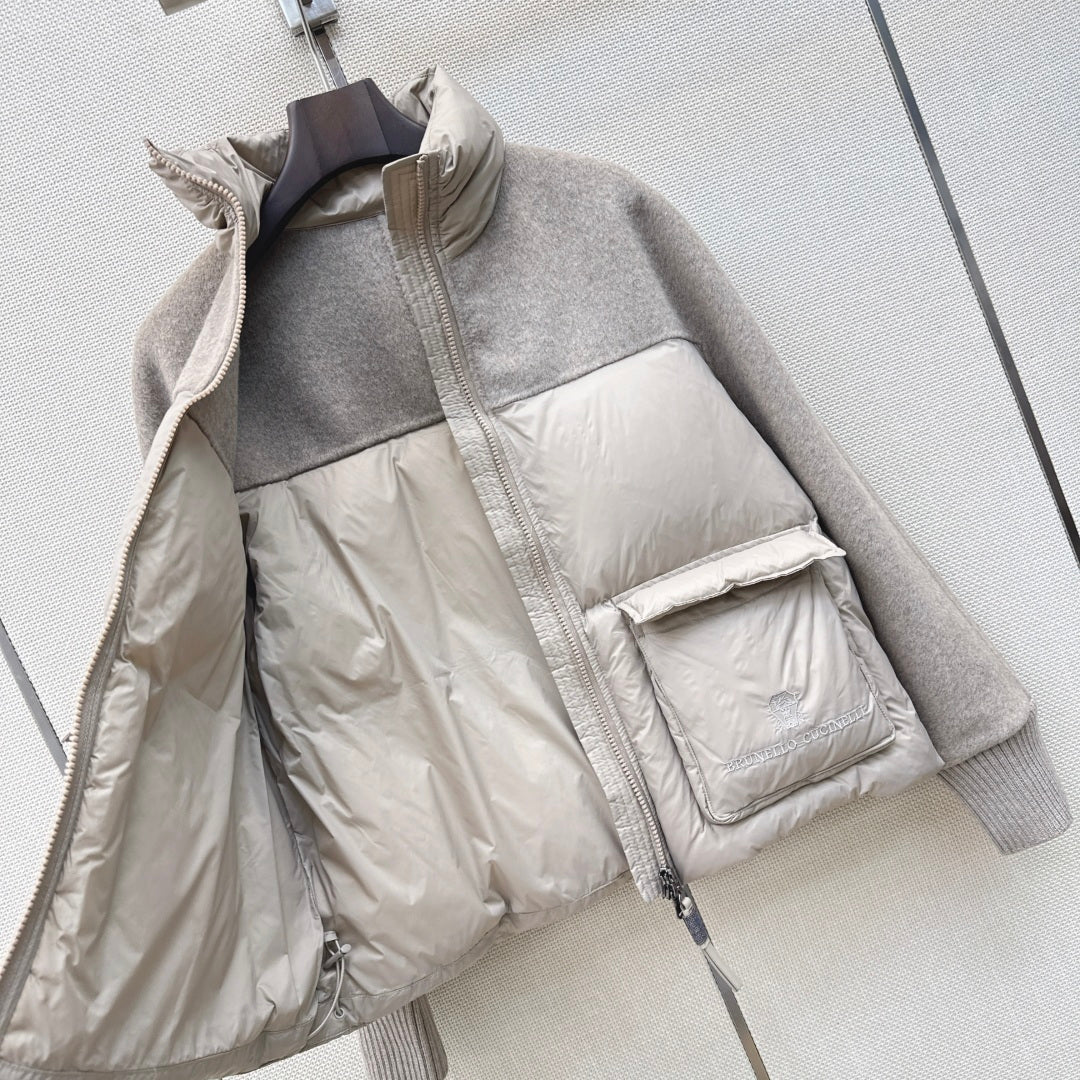 BC 26s Short Puffer Jacket Grey Down Recycled Nylon Fabric 419319
