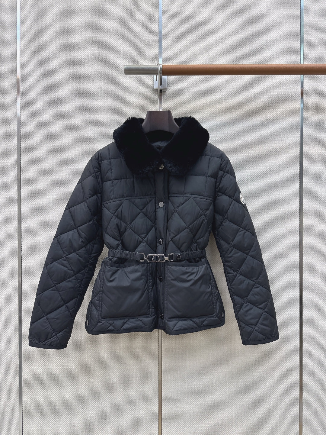 Moncler 26s Cygnes Belted Short Down Jacket Black 419291