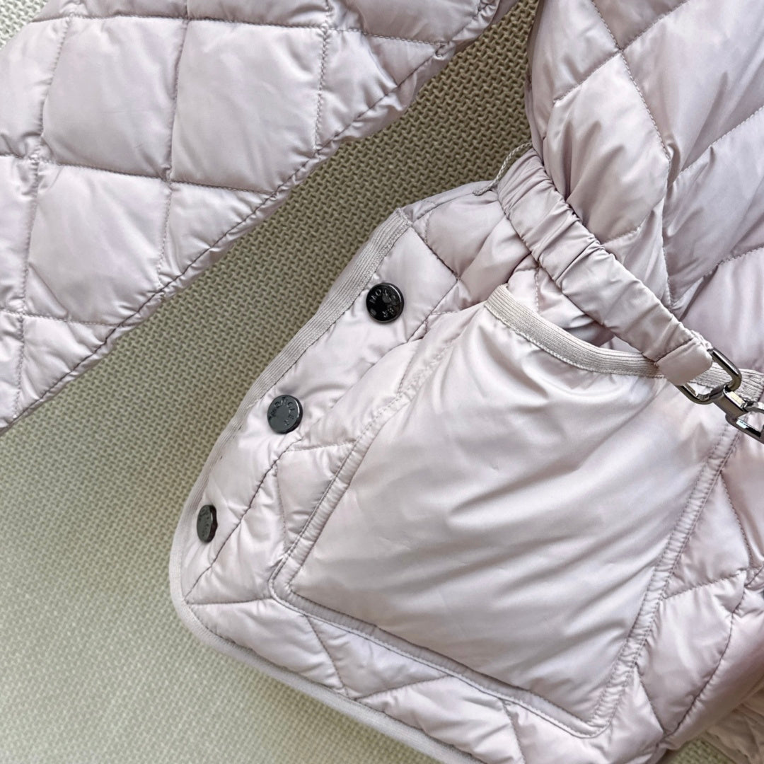 Moncler 26s Cygnes Belted Short Down Jacket Light Beige 419292