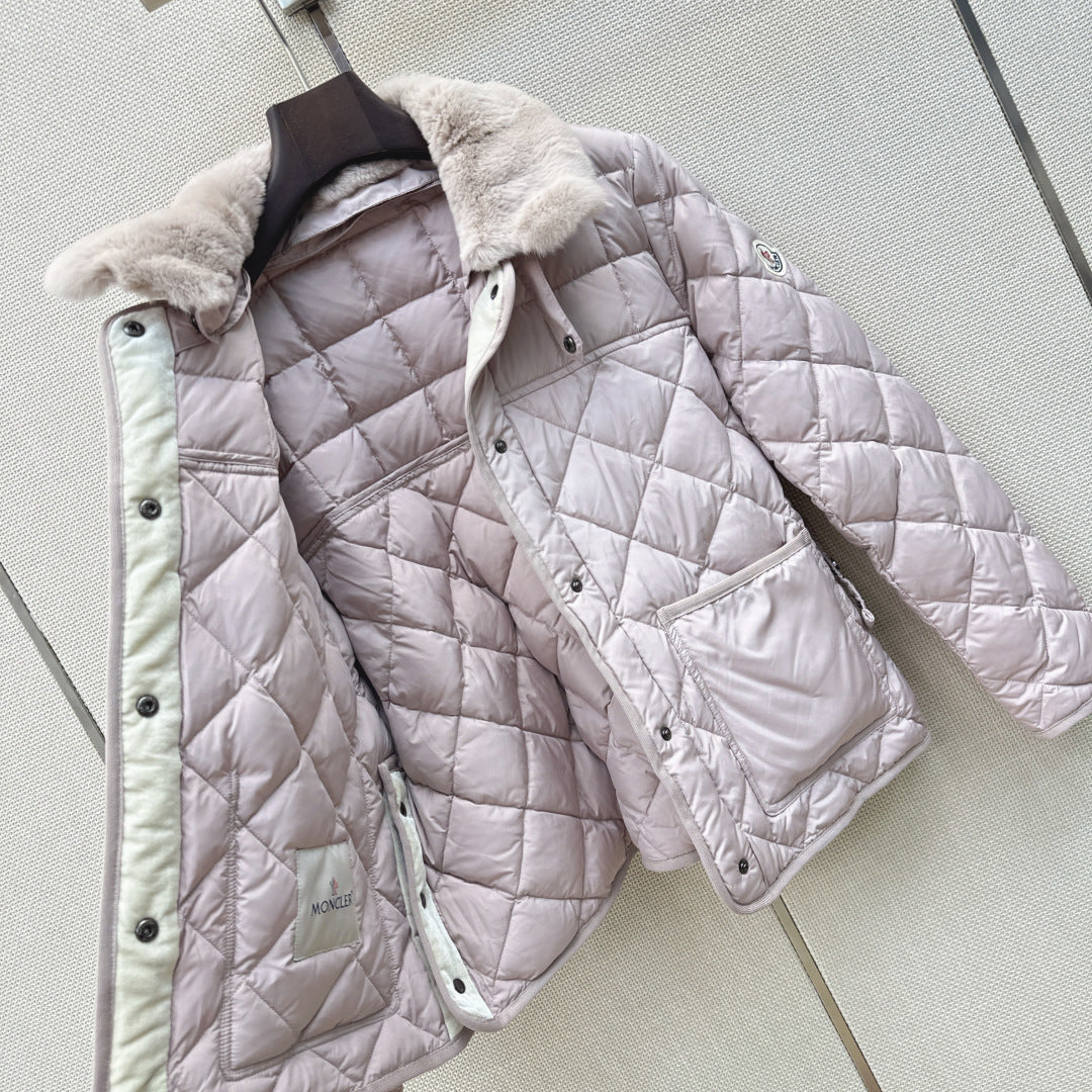 Moncler 26s Cygnes Belted Short Down Jacket Light Beige 419292