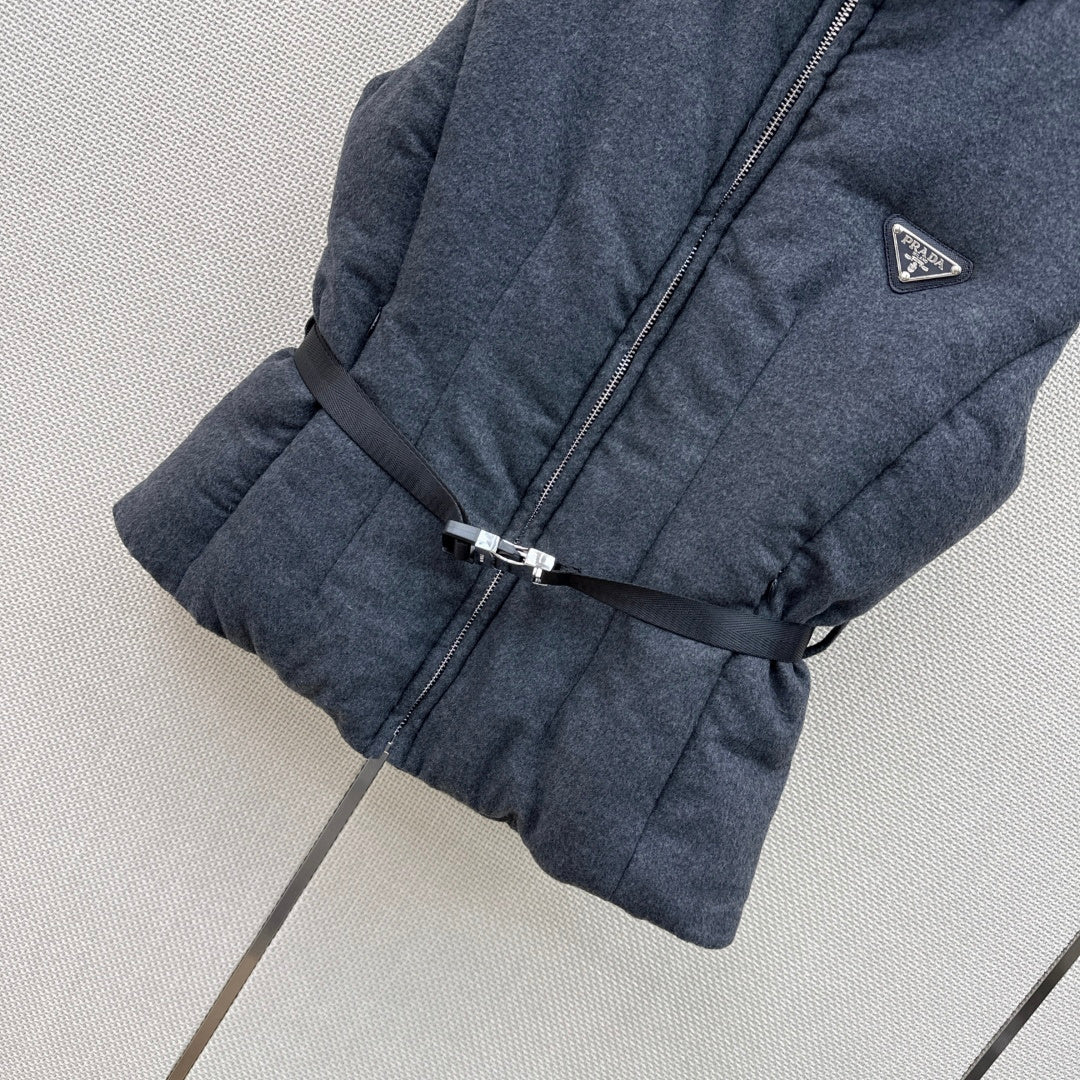 Prada 26s Loden Down Vest Grey Down Filling 419336