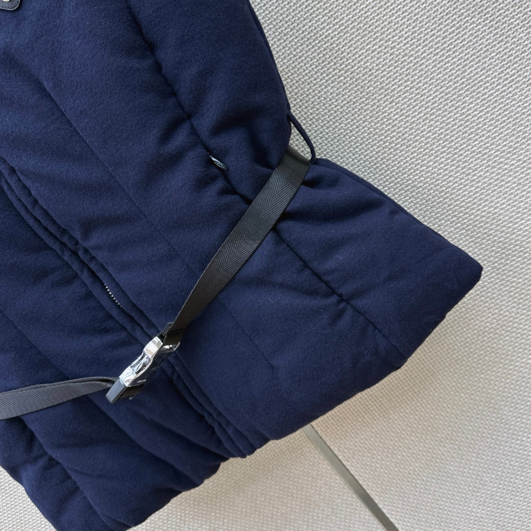 Prada 26s Loden Down Vest Navy Blue Down Filling 419337