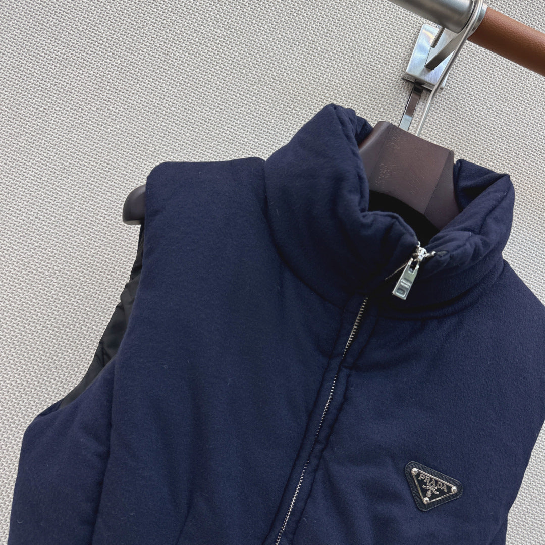 Prada 26s Loden Down Vest Navy Blue Down Filling 419337
