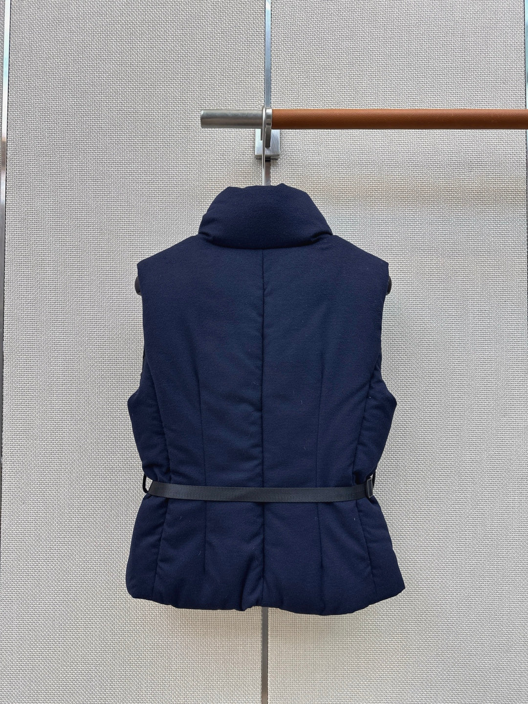 Prada 26s Loden Down Vest Navy Blue Down Filling 419337