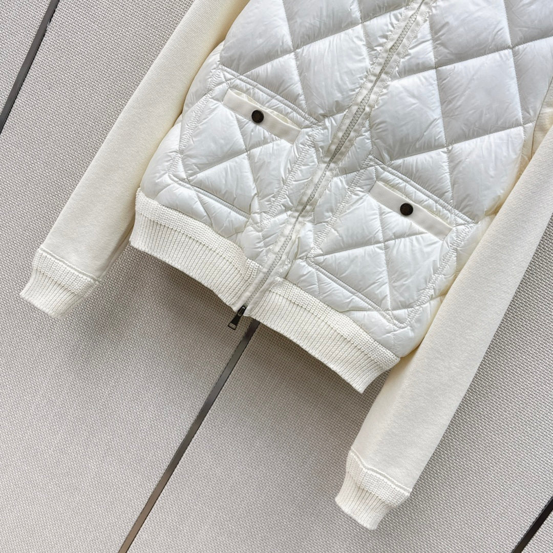 Moncler 26s Cardigan Padded Jacket White Knit Nylon 429070