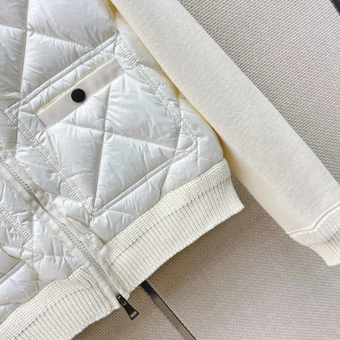 Moncler 26s Cardigan Padded Jacket White Knit Nylon 429070