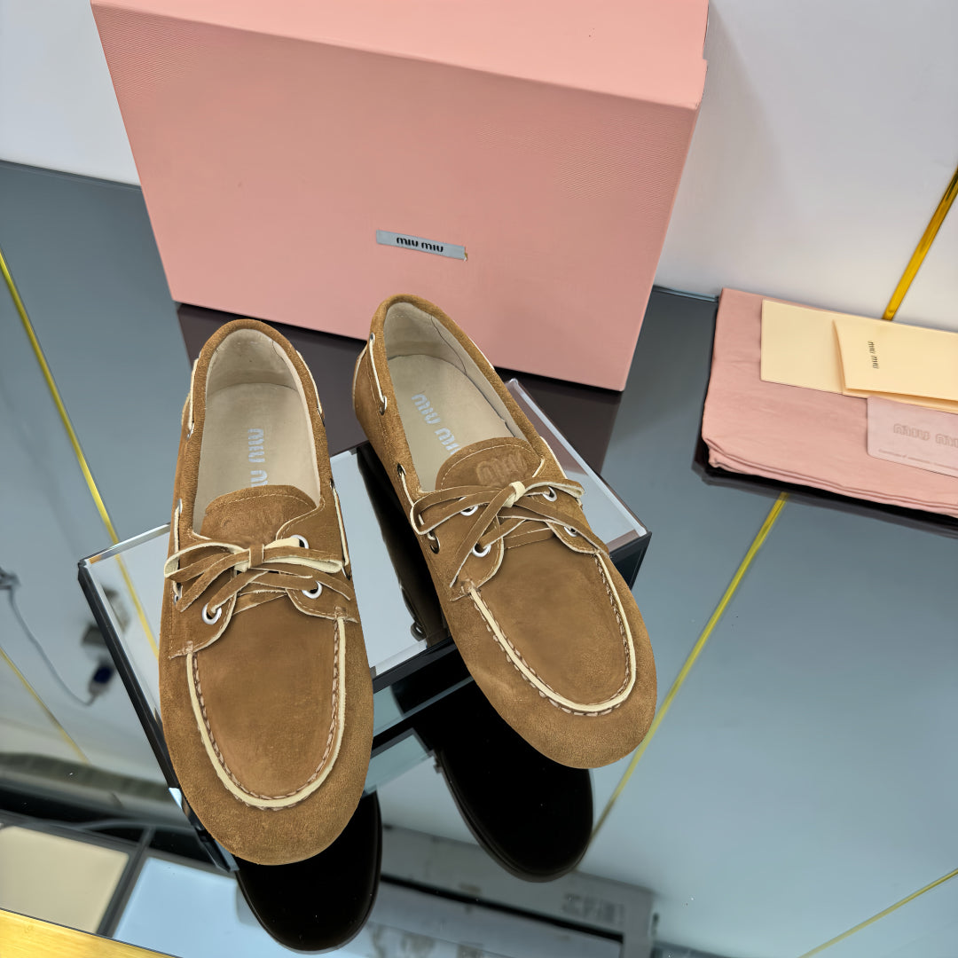 Faded Unlined Brown Suede Loafers
