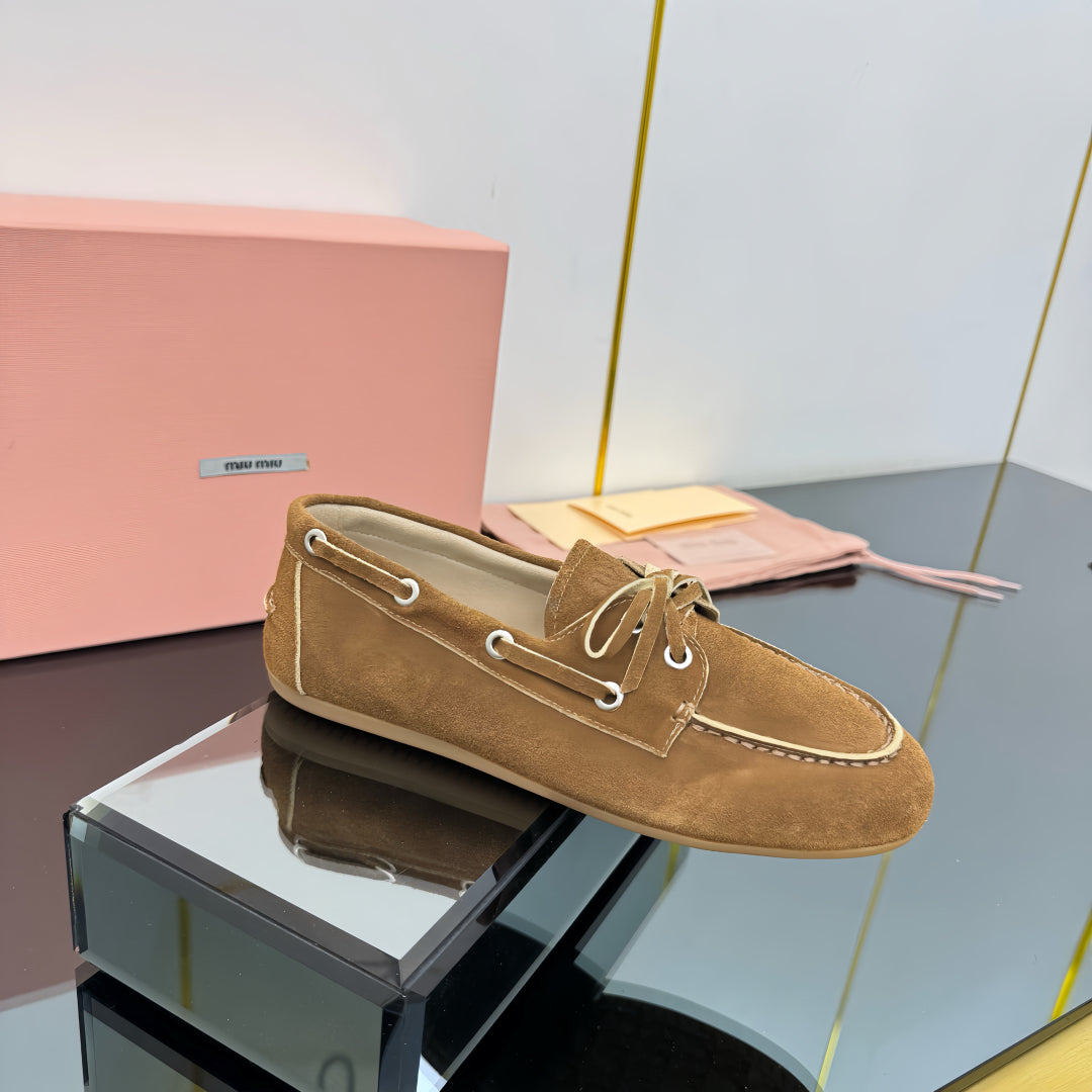 Faded Unlined Brown Suede Loafers