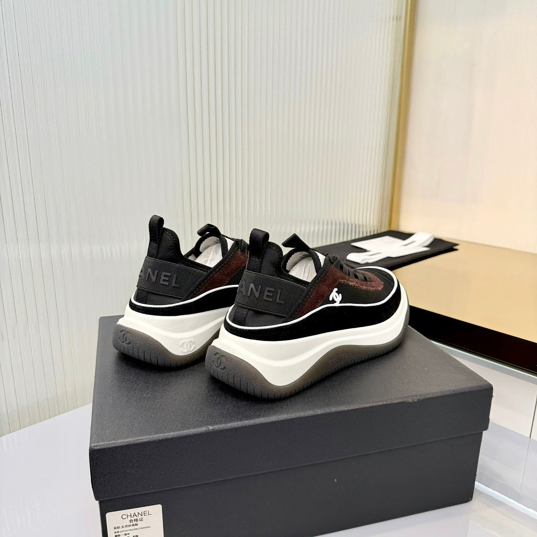 CC 26s Casual Sneakers Black Brown Suede Mesh 928045
