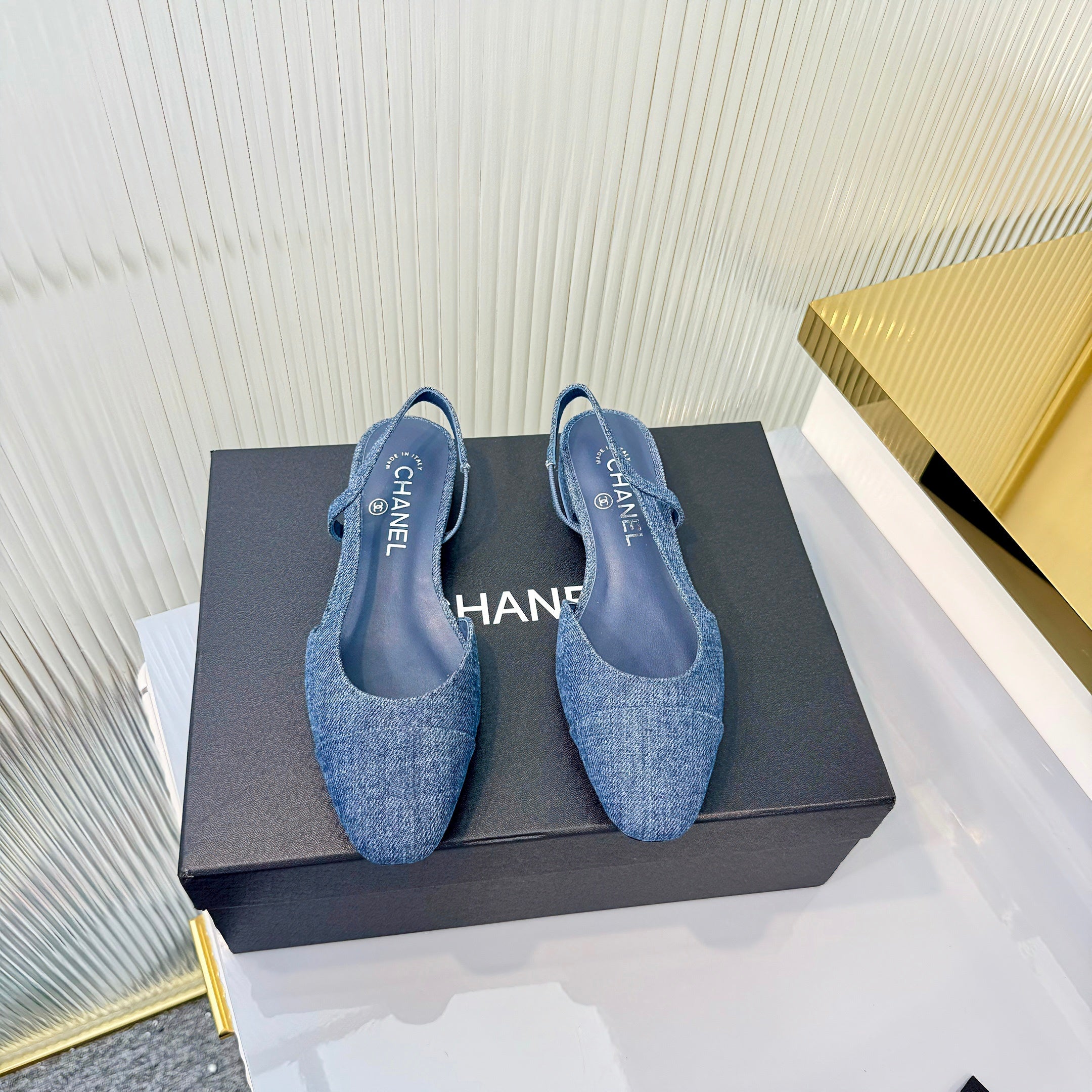 CC 26 Slingback Flat Blue Denim 714027