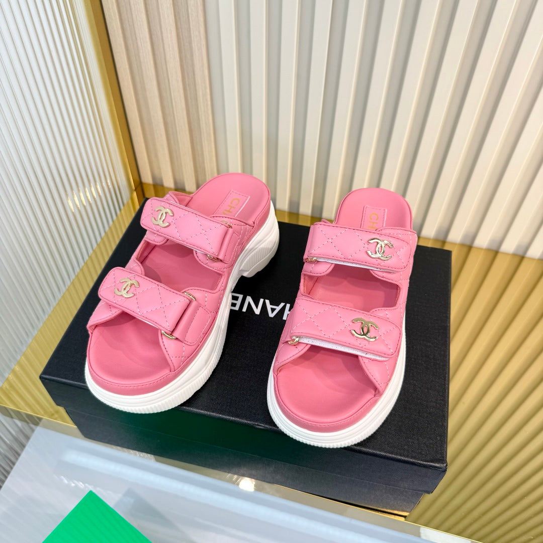Chanel 26S Platform Sandals In Pink Lambskin