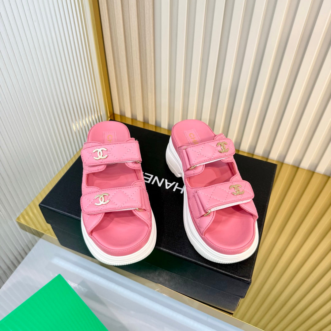 Chanel 26S Platform Sandals In Pink Lambskin