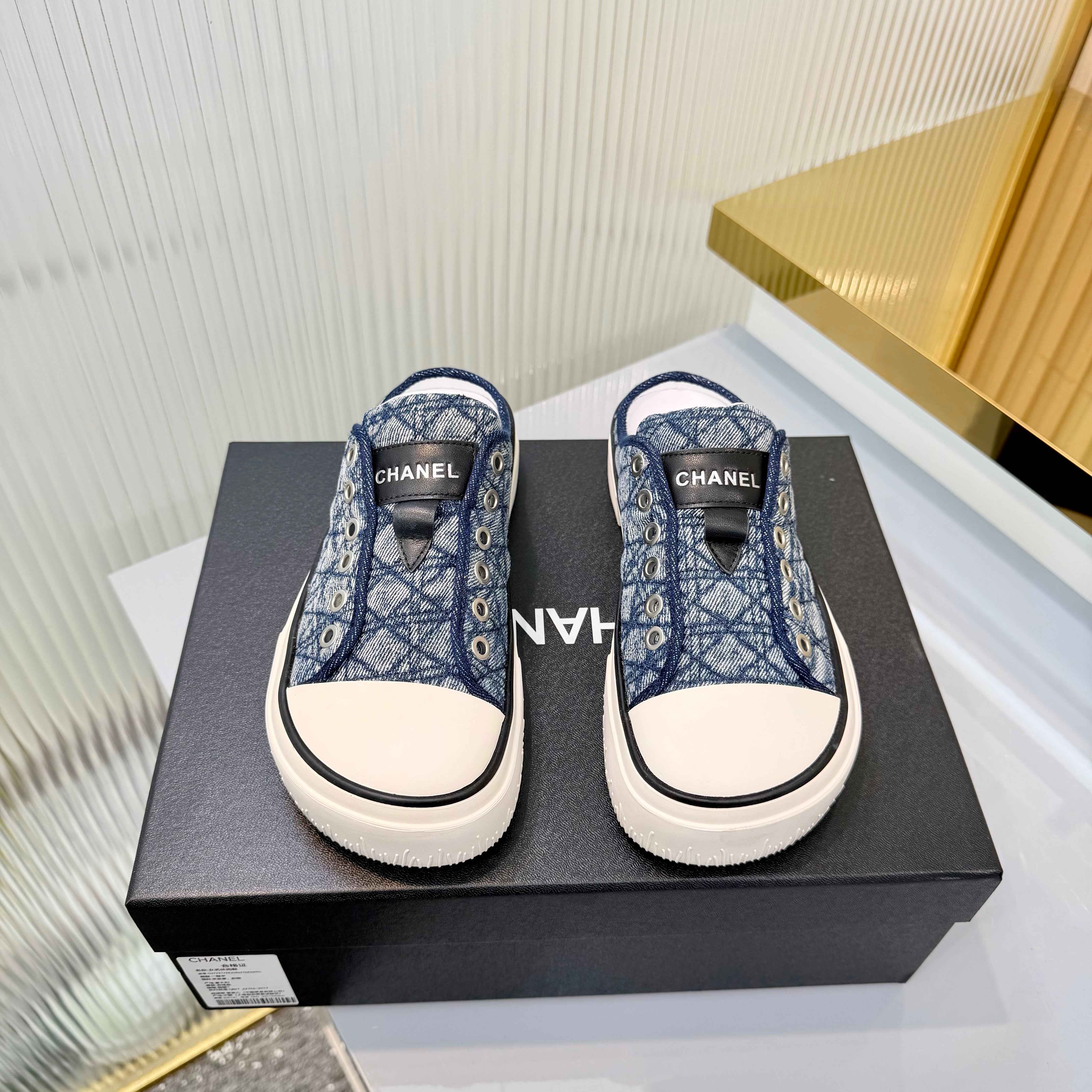 CC 26s Casual Sports Mules Dark Blue White Suede Cowhide 924002