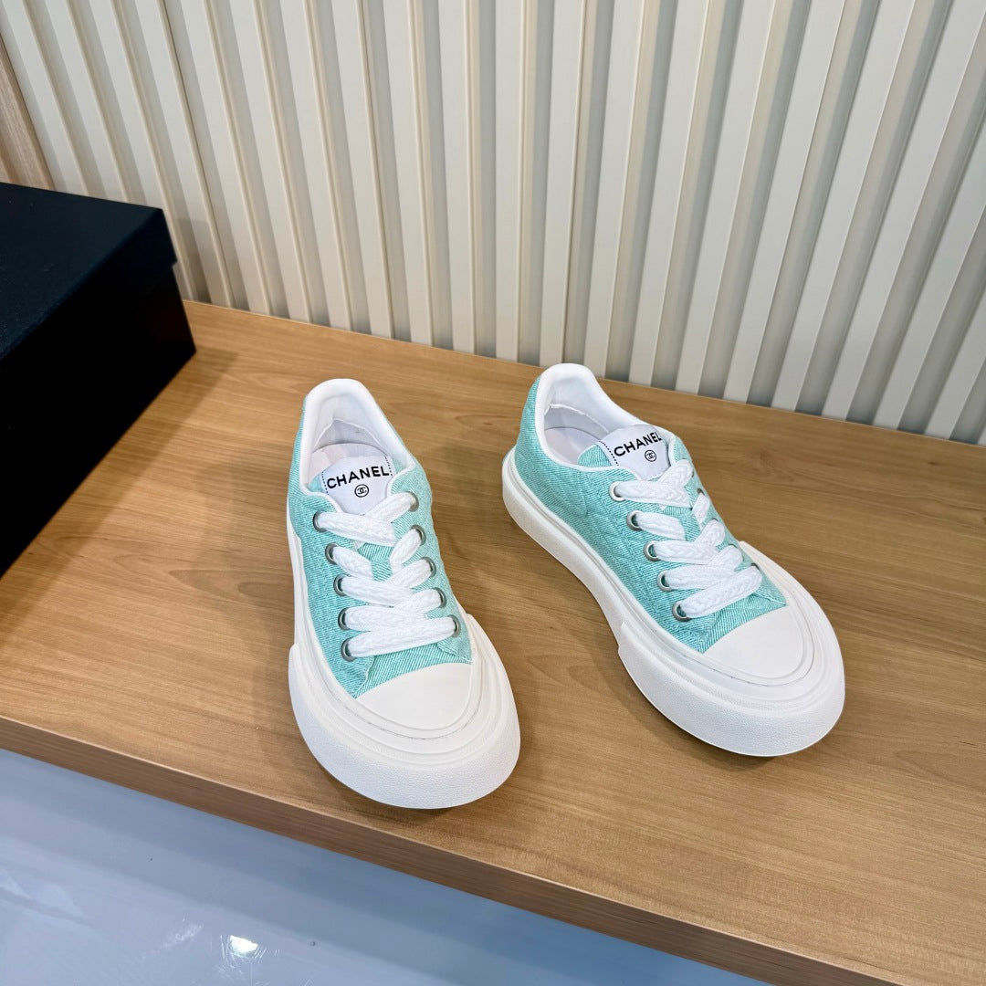 CC 26S Quilted Sneakers 3cm Mint Green Fabric 106063
