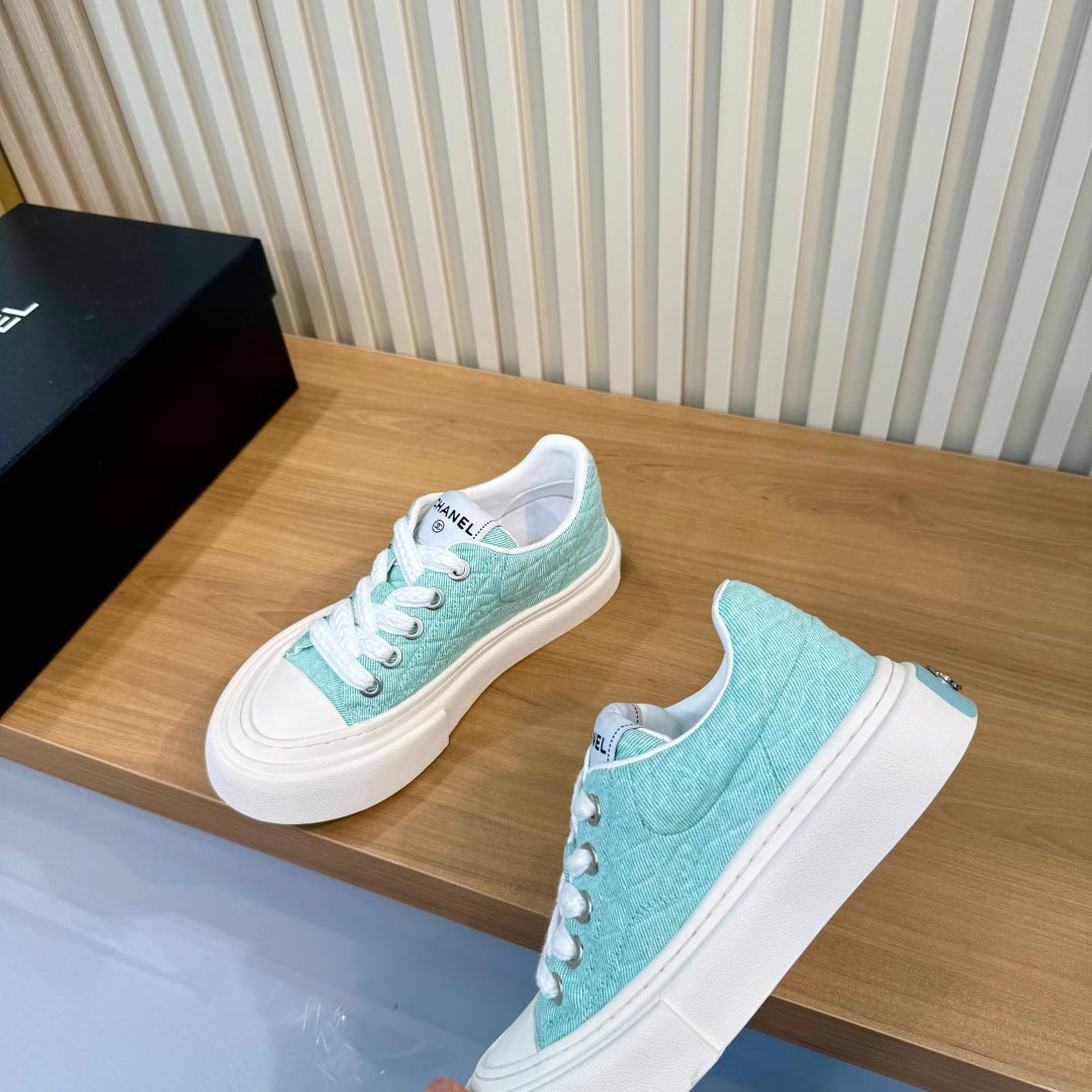 CC 26S Quilted Sneakers 3cm Mint Green Fabric 106063