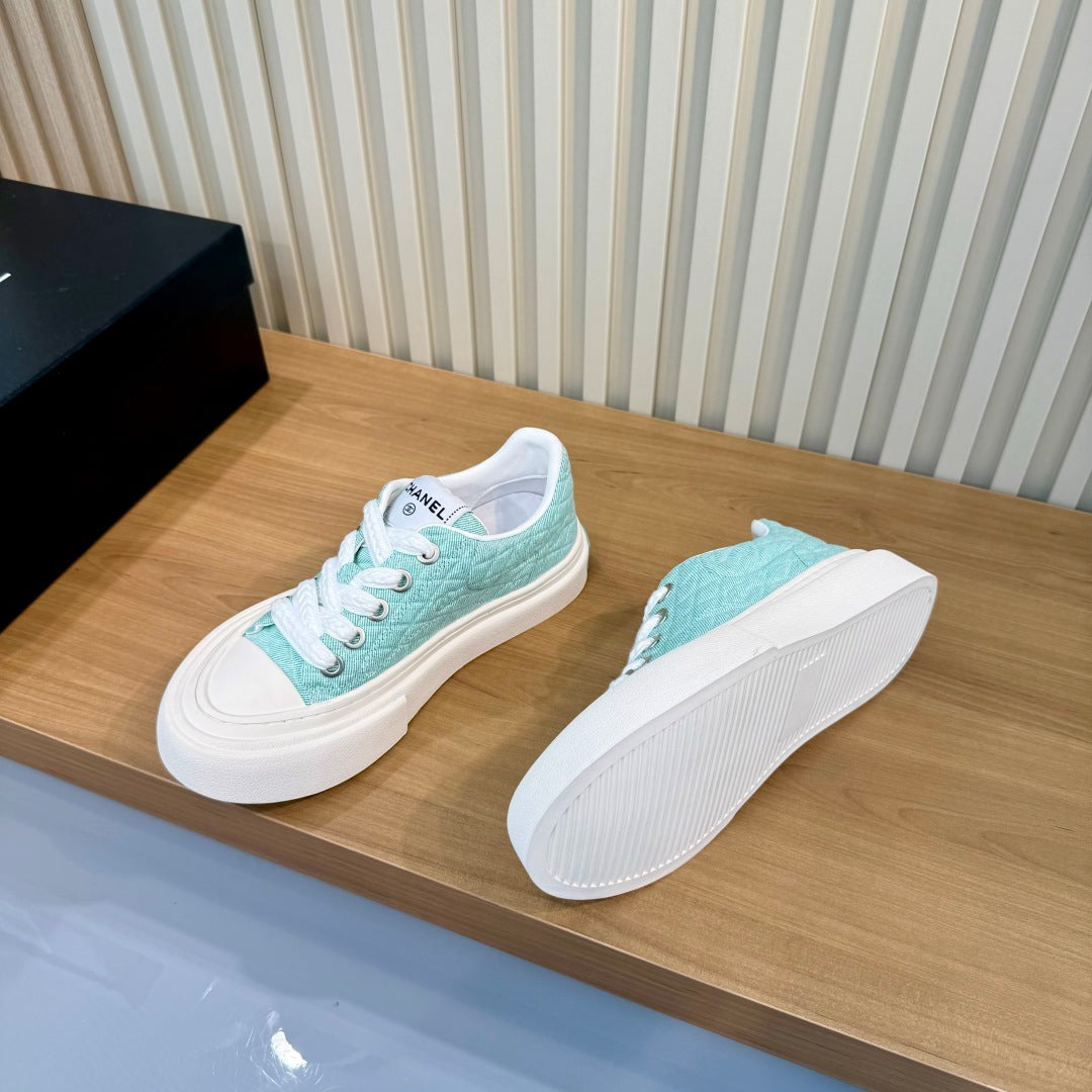 CC 26S Quilted Sneakers 3cm Mint Green Fabric 106063