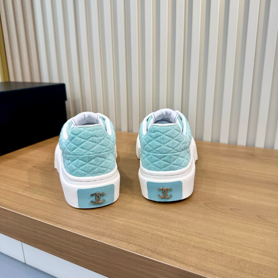 CC 26S Quilted Sneakers 3cm Mint Green Fabric 106063