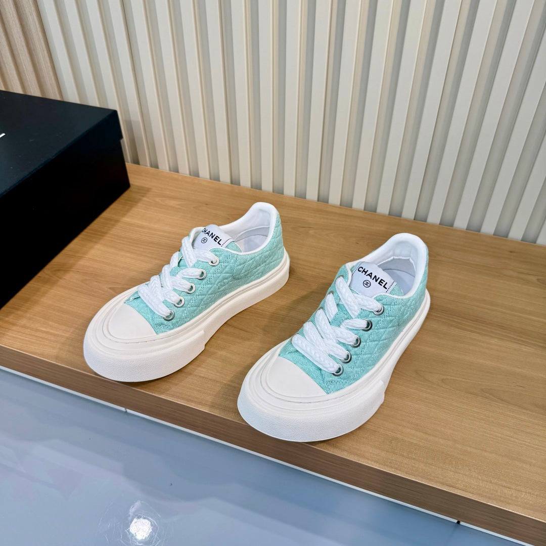 CC 26S Quilted Sneakers 3cm Mint Green Fabric 106063