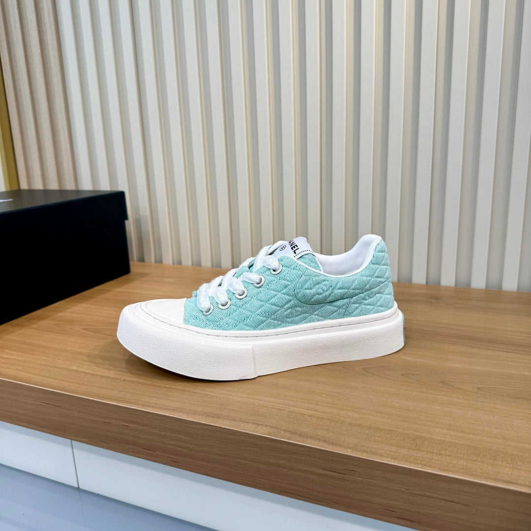 CC 26S Quilted Sneakers 3cm Mint Green Fabric 106063