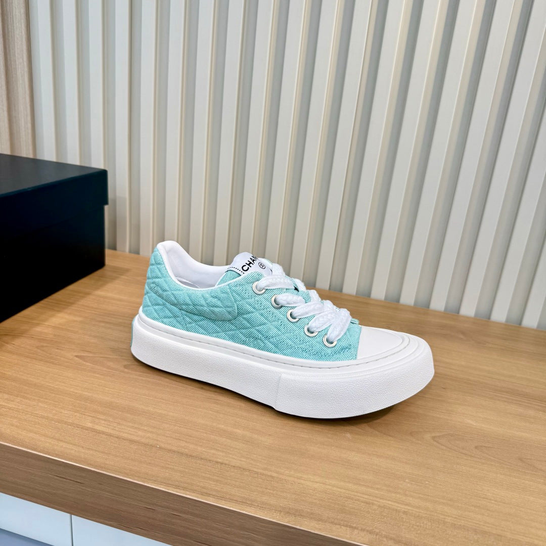 CC 26S Quilted Sneakers 3cm Mint Green Fabric 106063