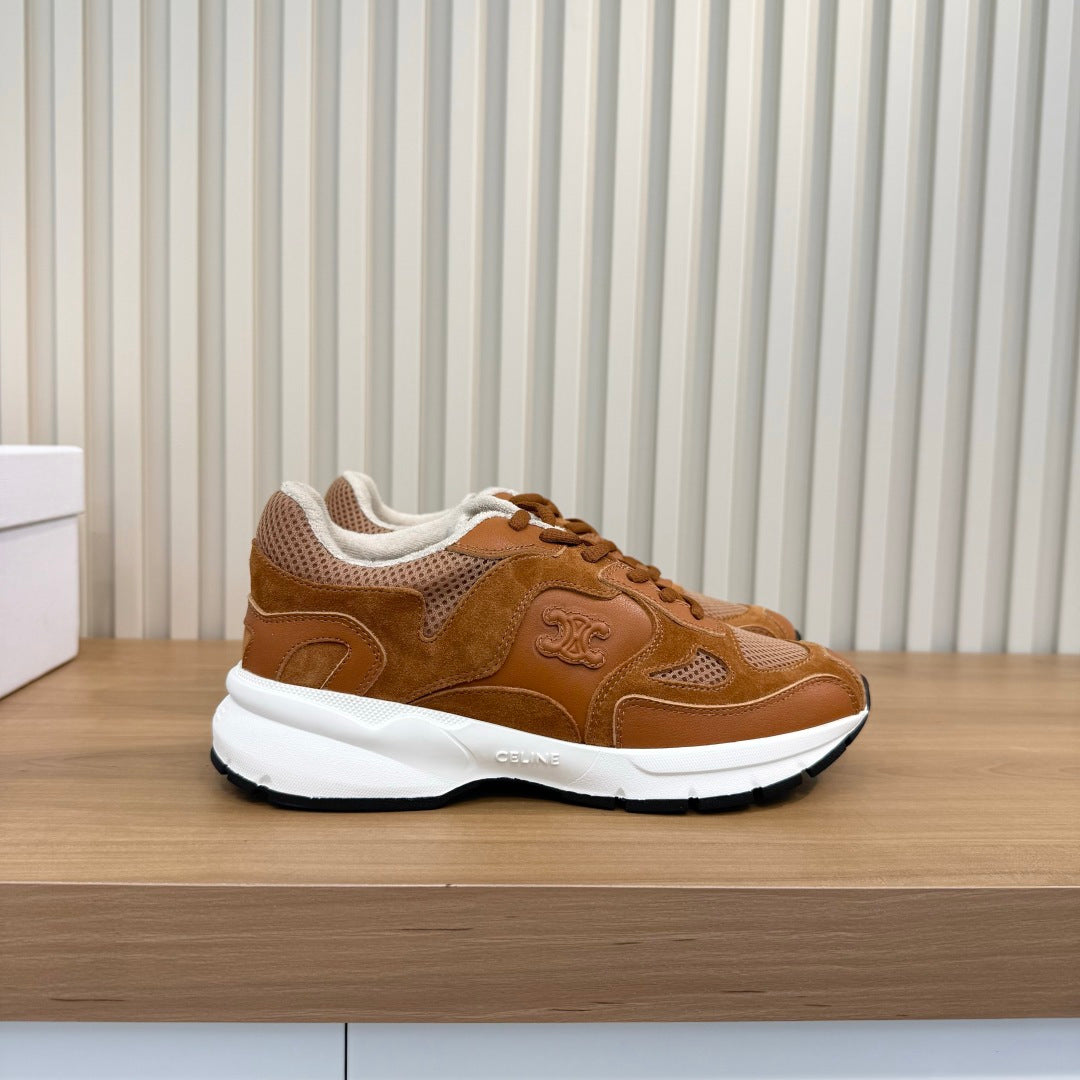 Celine 26s Runner Sneaker Brown Mesh Suede 987345