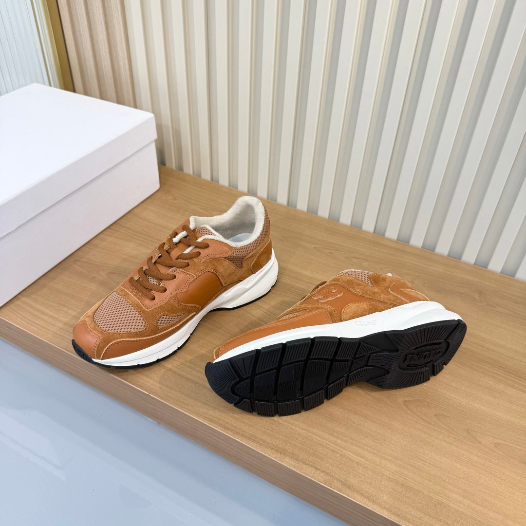 Celine 26s Runner Sneaker Brown Mesh Suede 987345