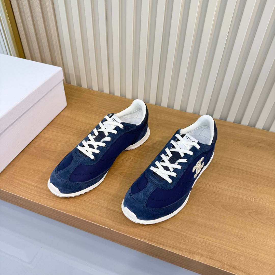 Celine 26s Runner Sneaker Dark Blue Mesh Suede 987341