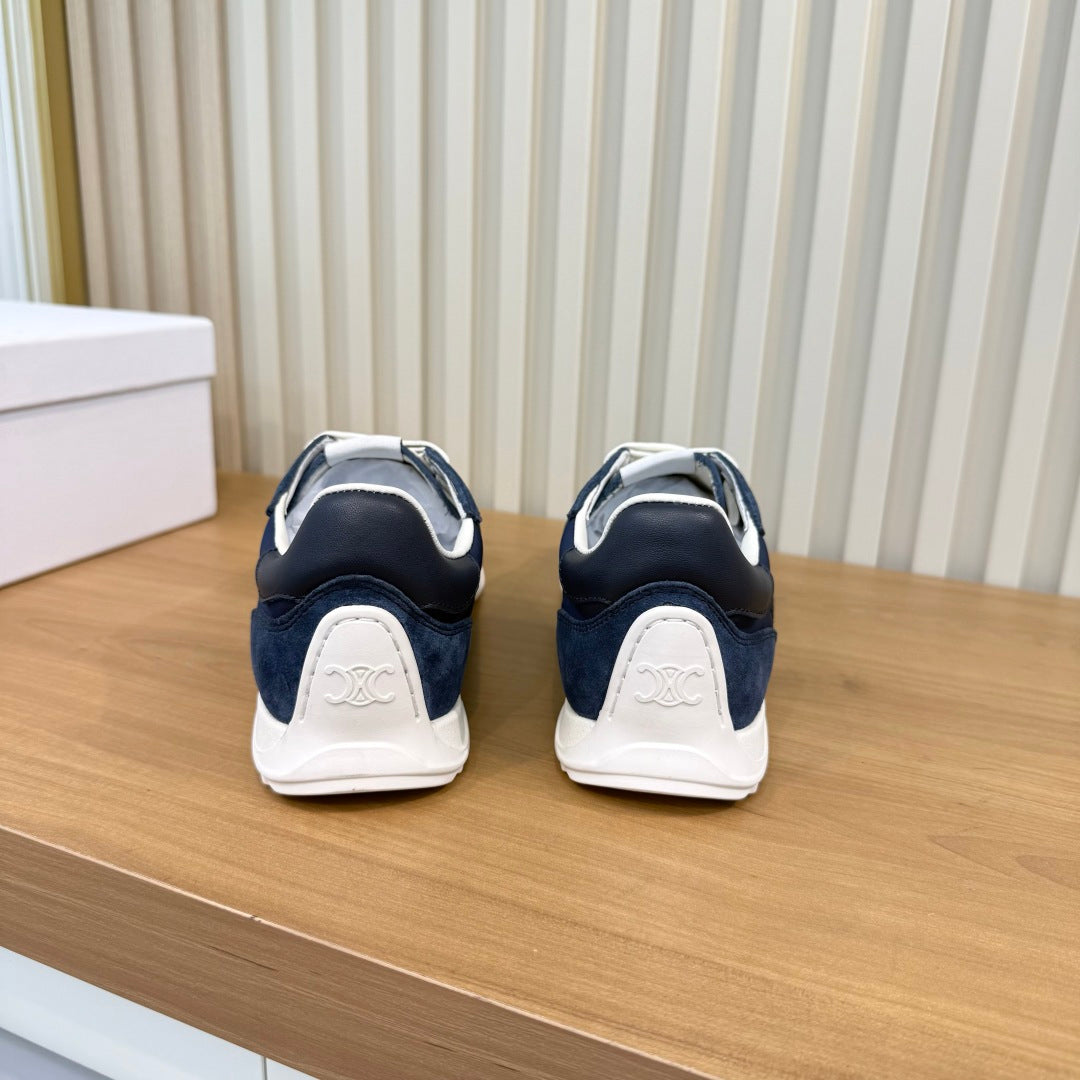 Celine 26s Runner Sneaker Dark Blue Mesh Suede 987341