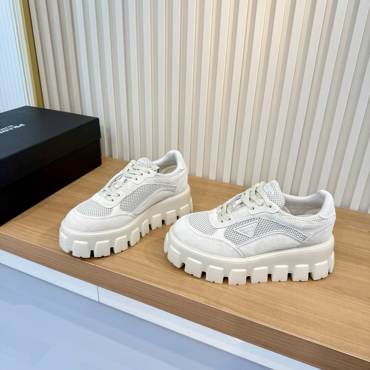 Prada 26s Sneakers White Mesh Suede 140576