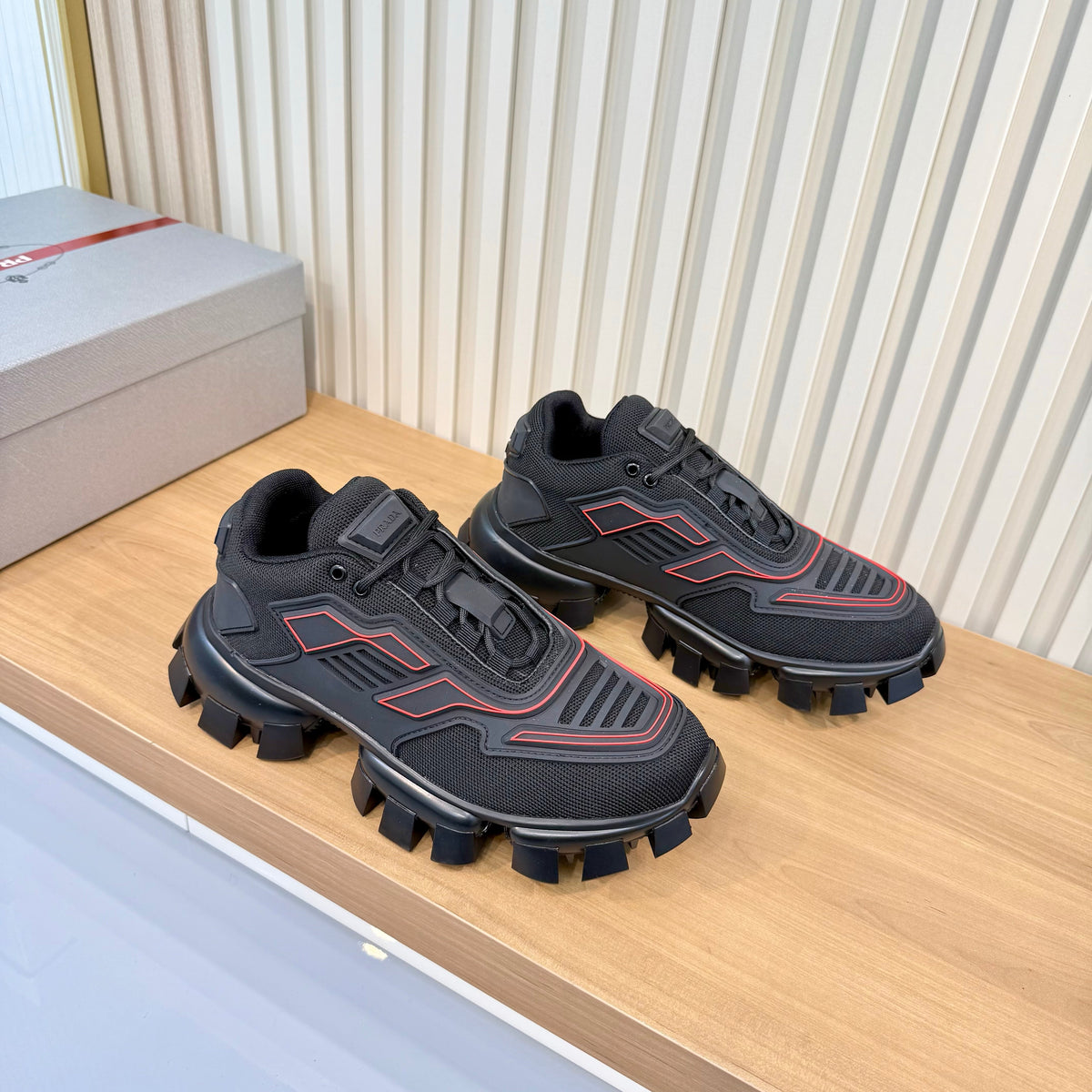 Prada 26s Sneakers Black Mesh Rubber 140417