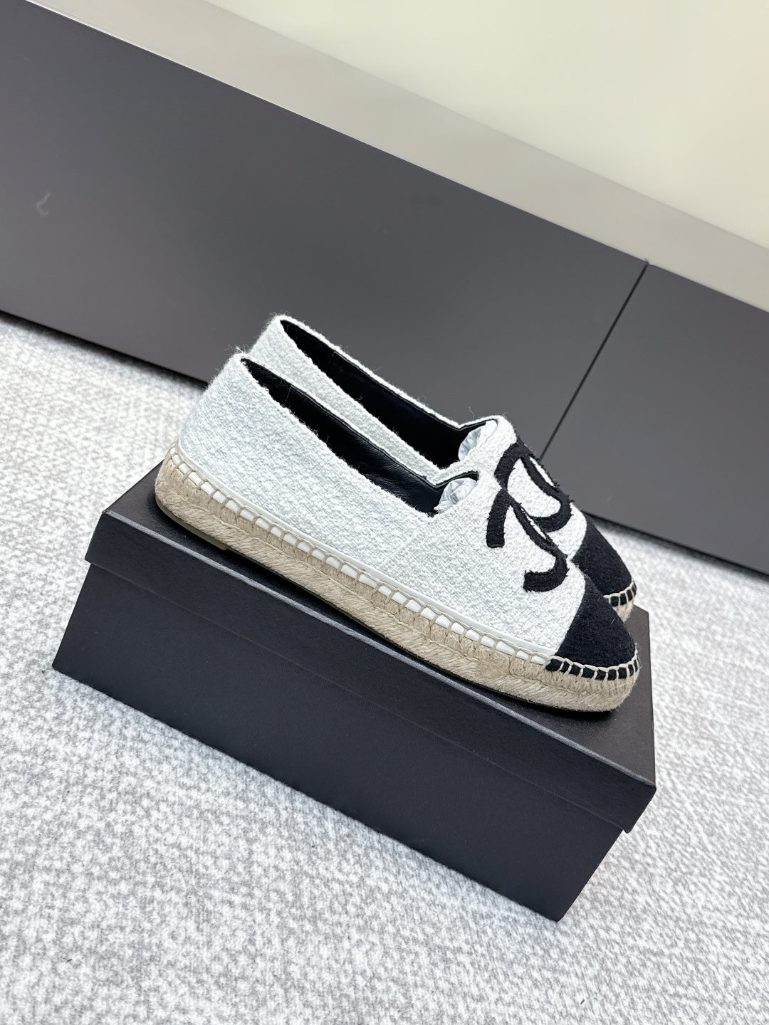 CC Espadrilles Black White Tweed 653919