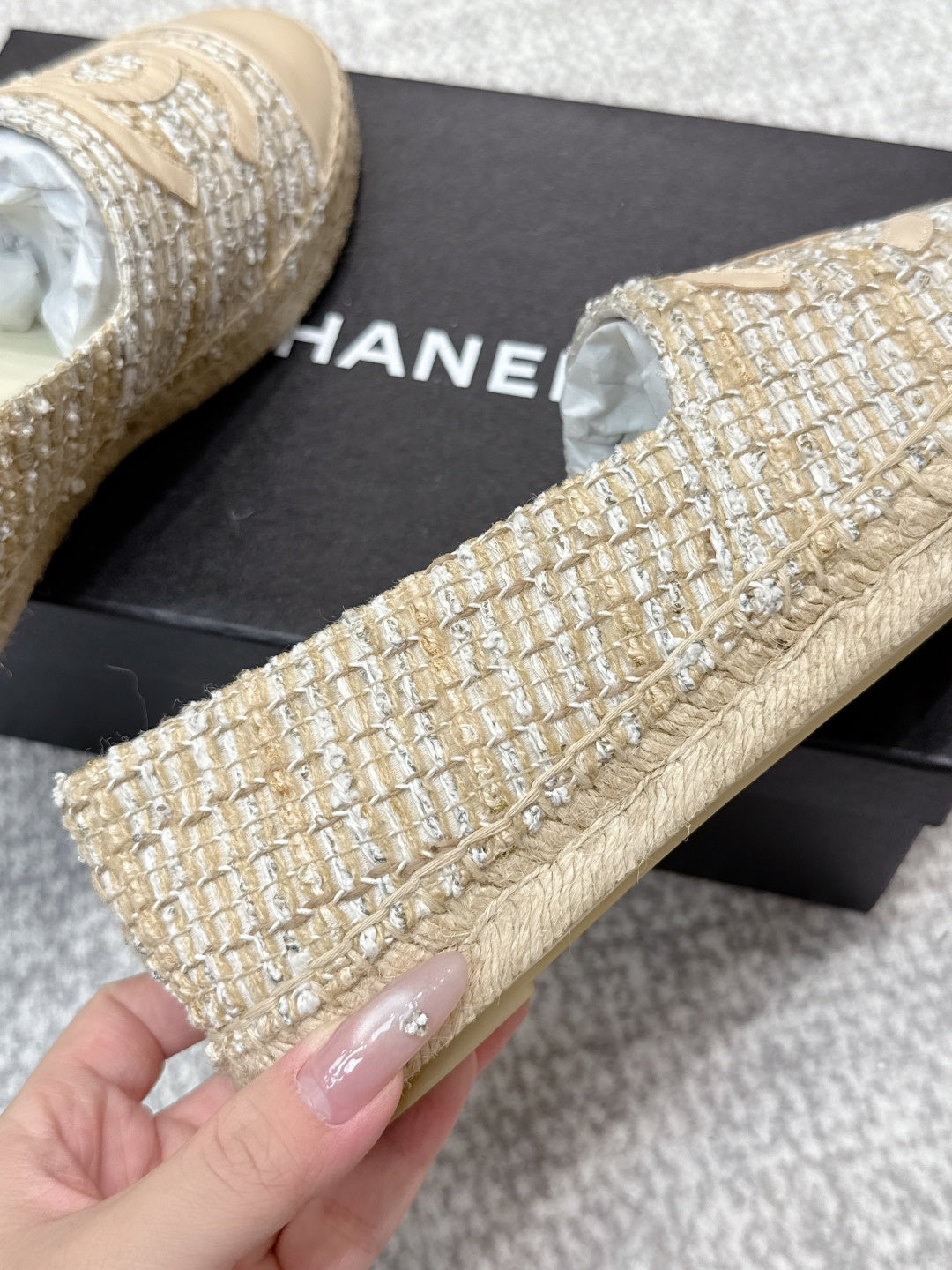 CC Espadrilles Beige Tweed 653920