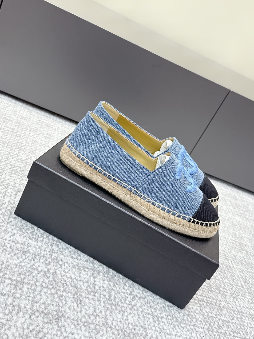 CC Espadrilles Black Blue Denim 653922