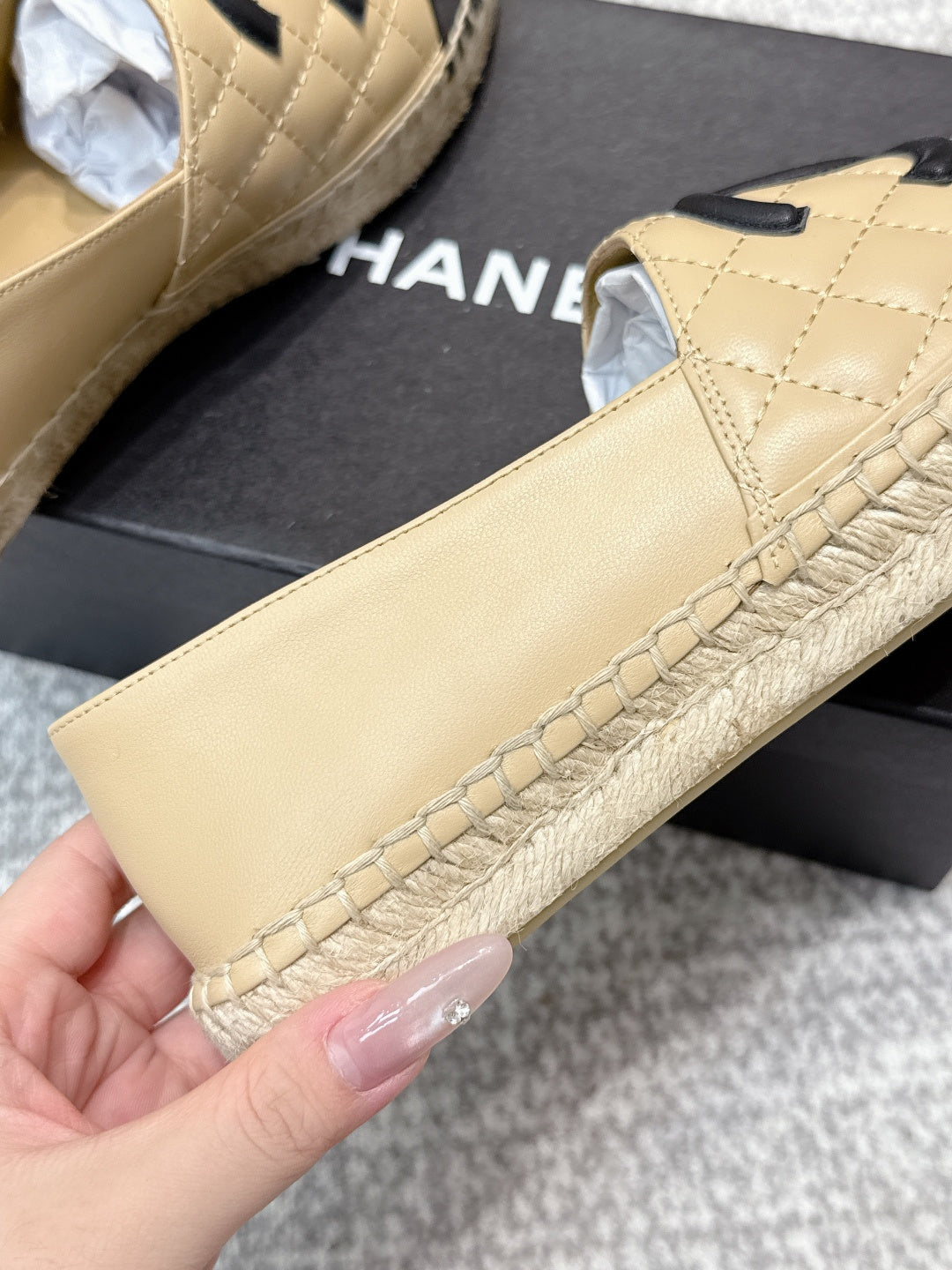CC Espadrilles Black Beige Caflskin 653925
