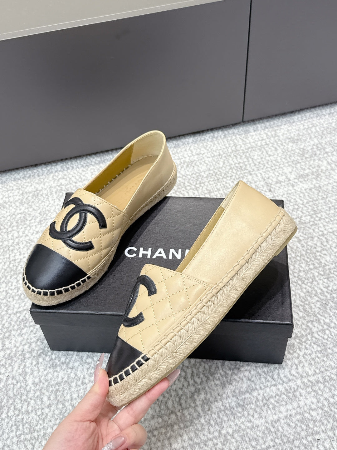 CC Espadrilles Black Beige Caflskin 653925