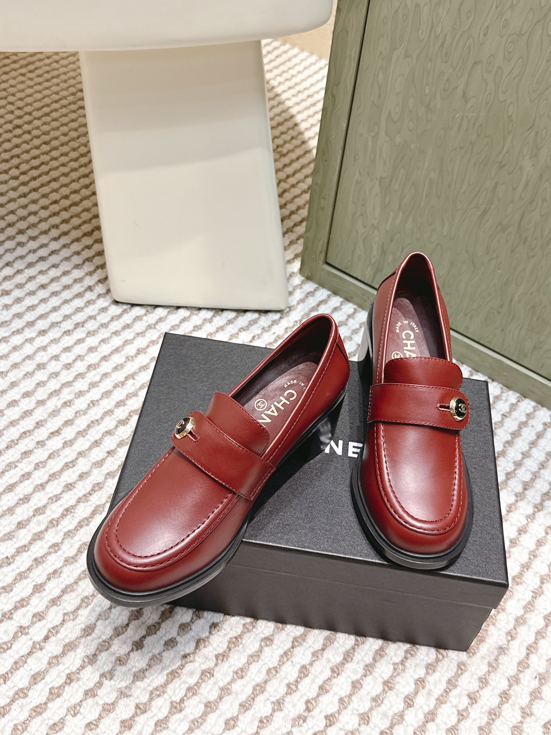 CC 26SS Loafers 6cm Burgundy Cowhide 653498