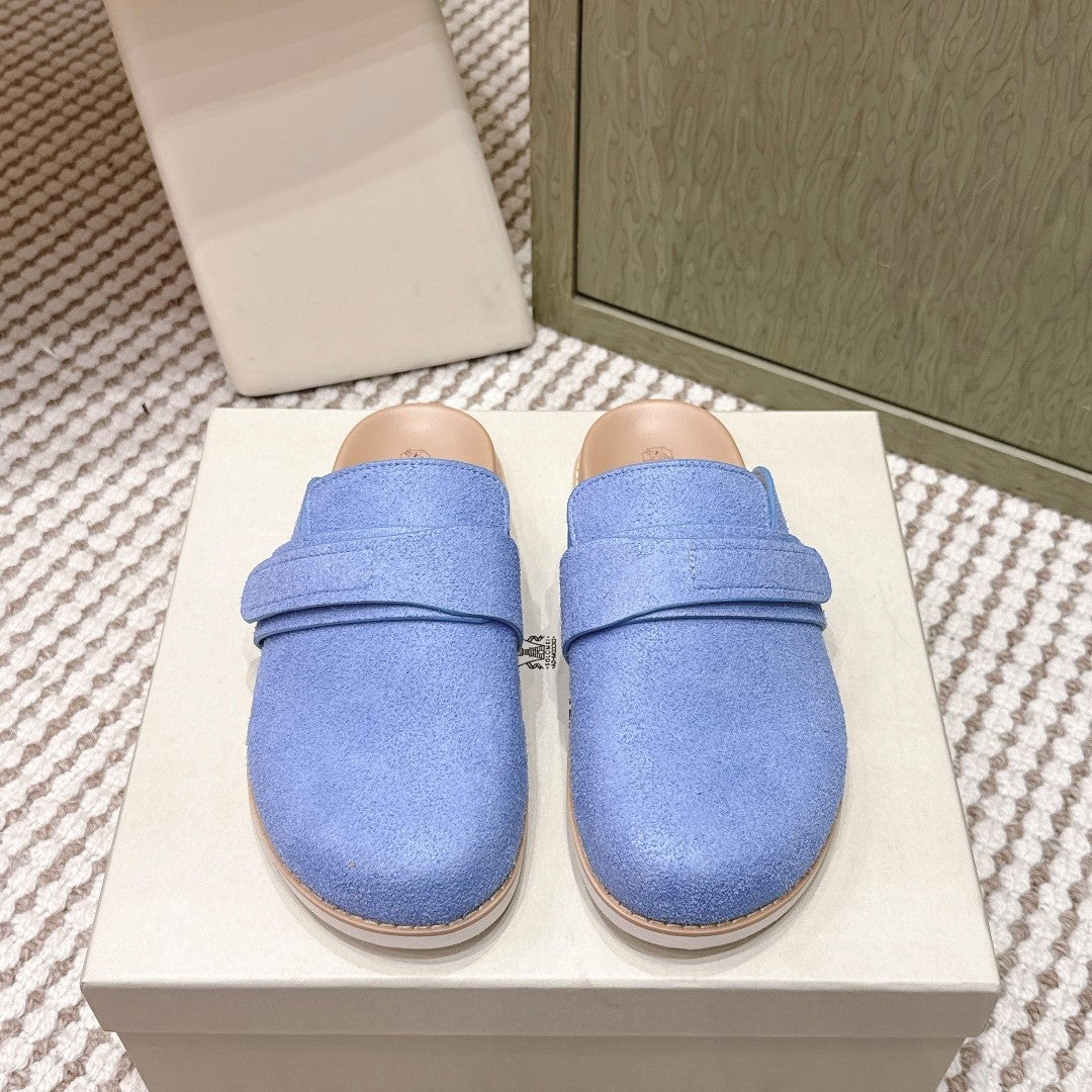 Brunello 26s Closed-Toe Men's Slippers Light Blue Suede 612233