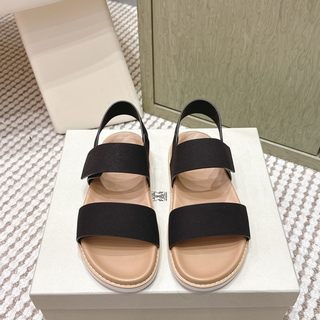 Brunello 26s Velcro  Men's Sandals Black Brown Suede Cowhide  612226