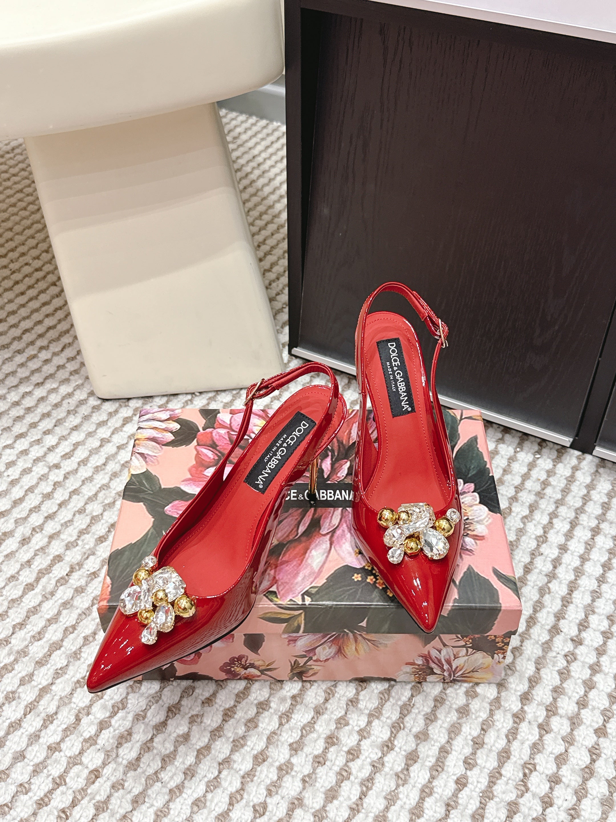 DG Rainbow Slingbacks Red Patent Leather 663072