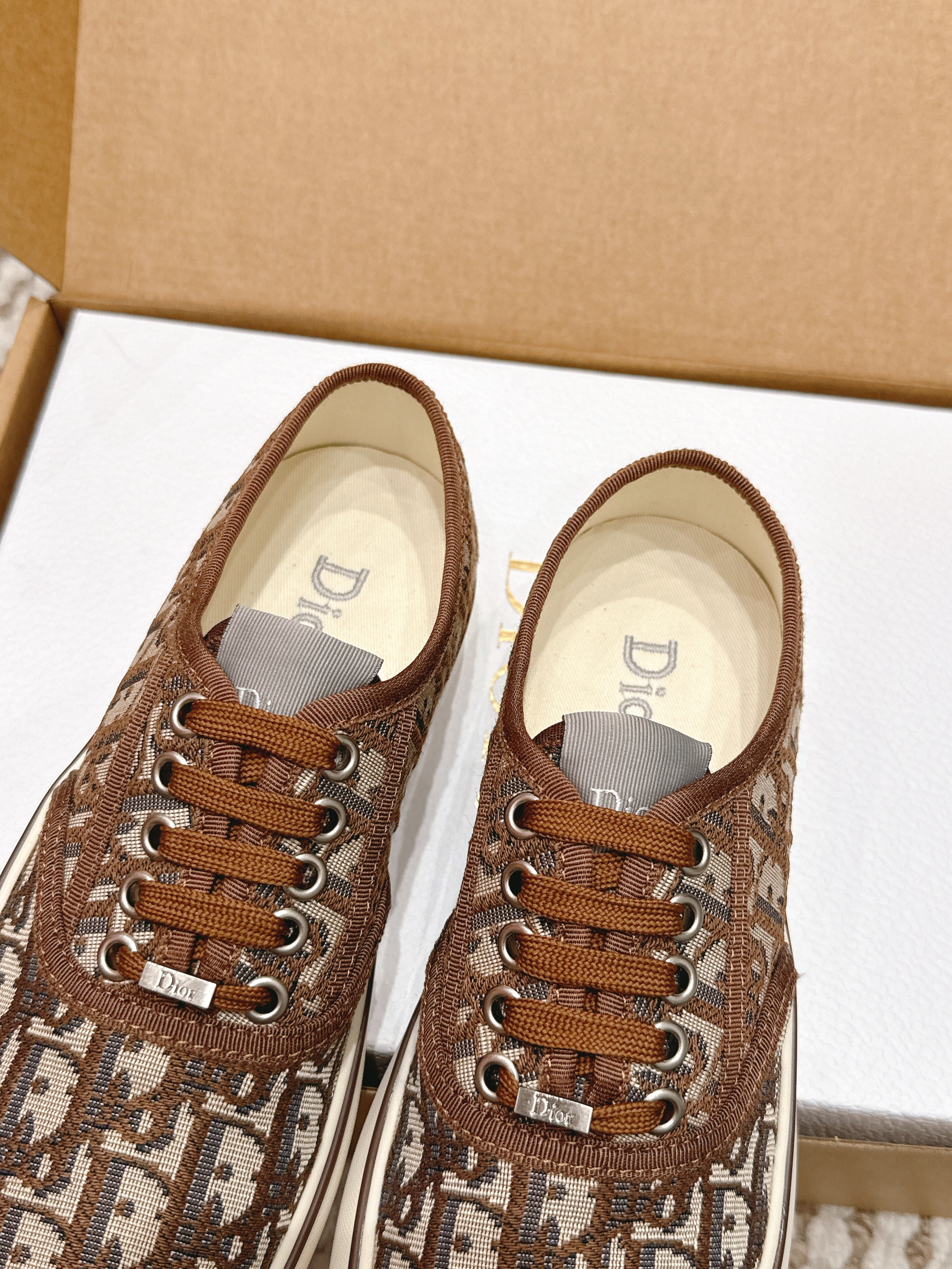 CD Saltwind Sneaker Brown Oblique Jacquard Cotton 632434