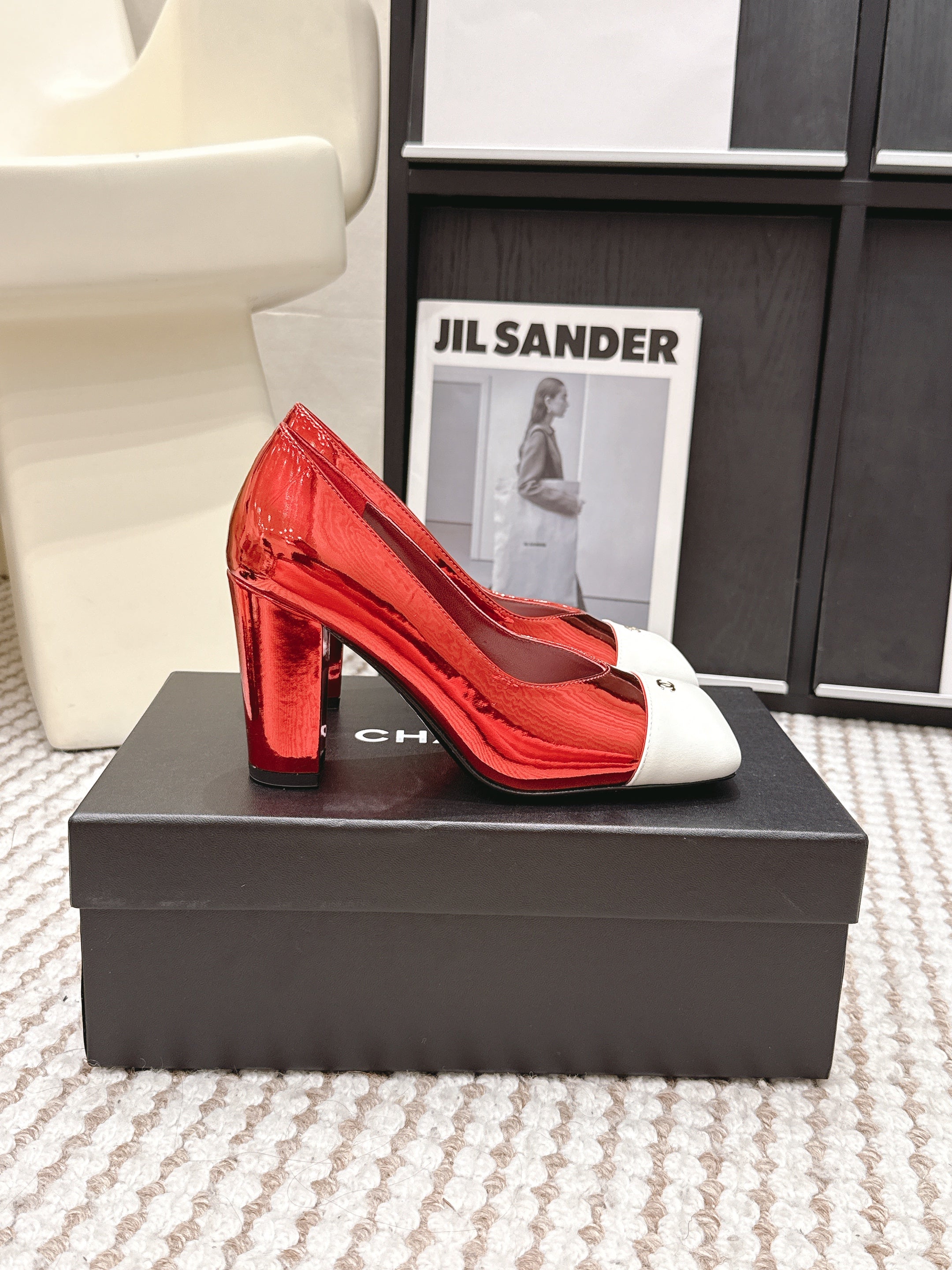 CC 2026 Pump 9cm Red White Patent Leather 721424