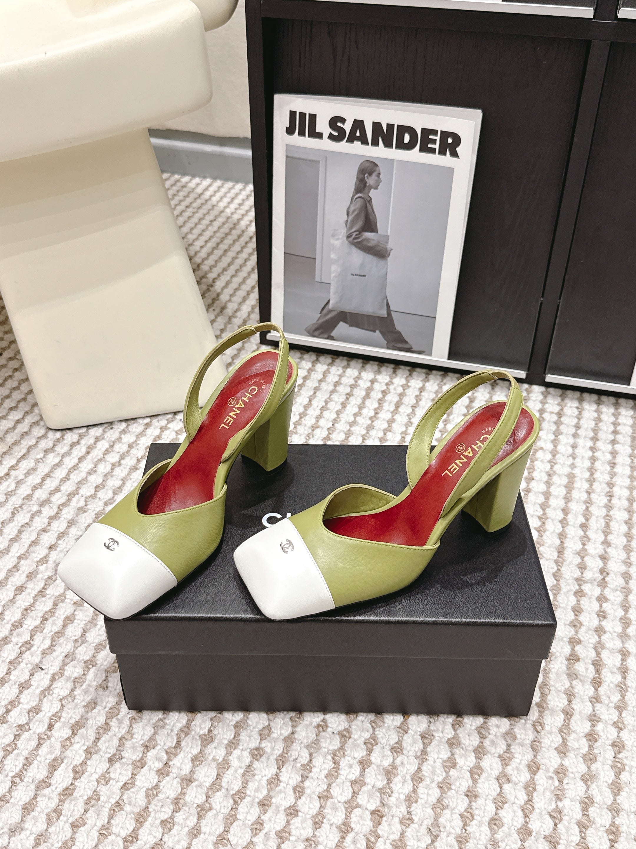 CC 2026 Slingbacks 9cm Green White Lambskin 721446