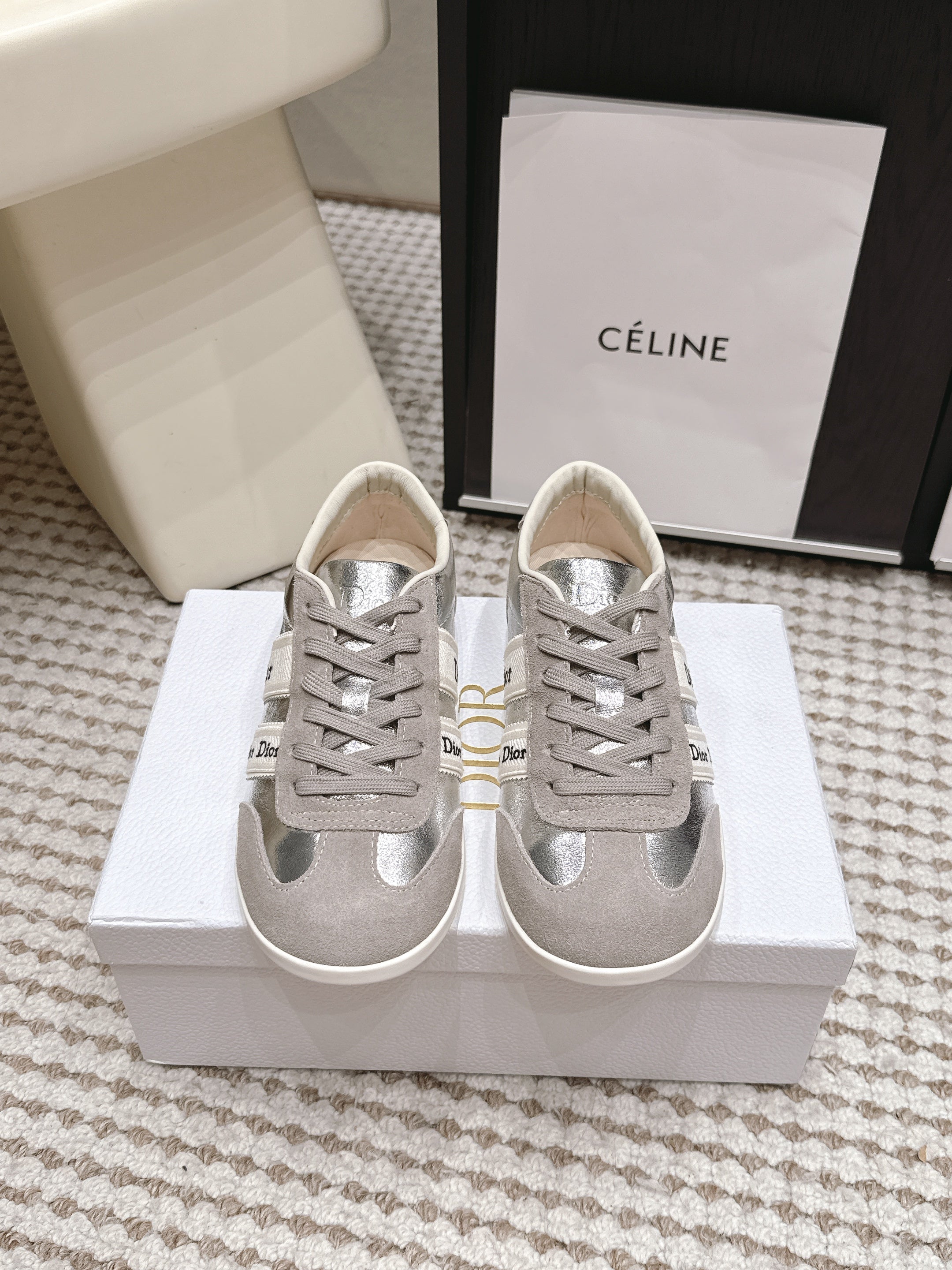 CD Ribbon Sneaker Sliver Suede Leather  930297