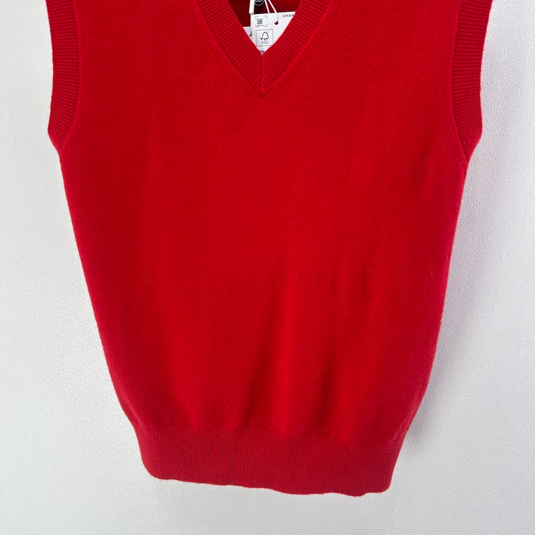 CC V-neck Vest Red Wool 346003