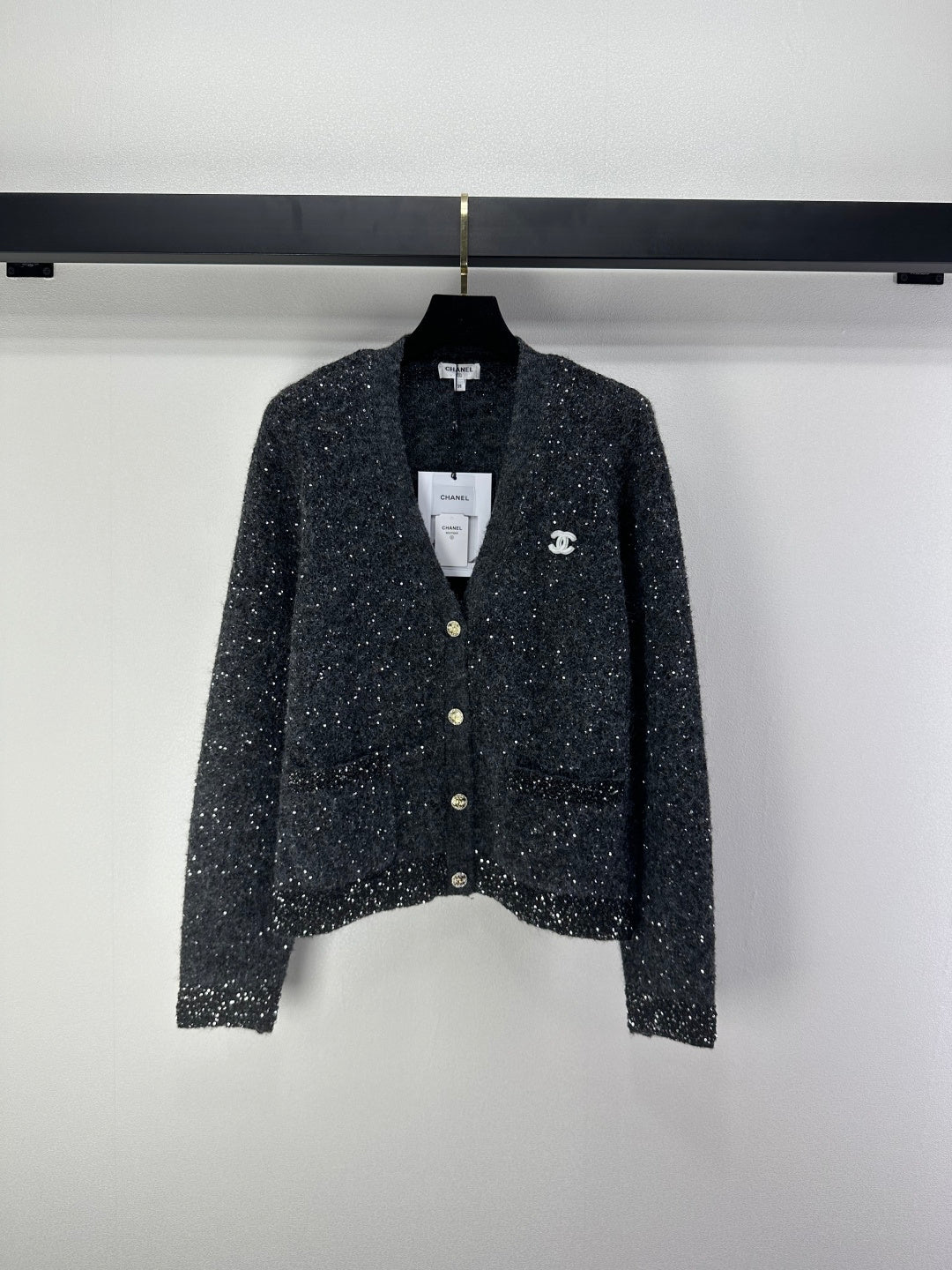 CC V-Neck Grey Cardigan Grey Knit 346012