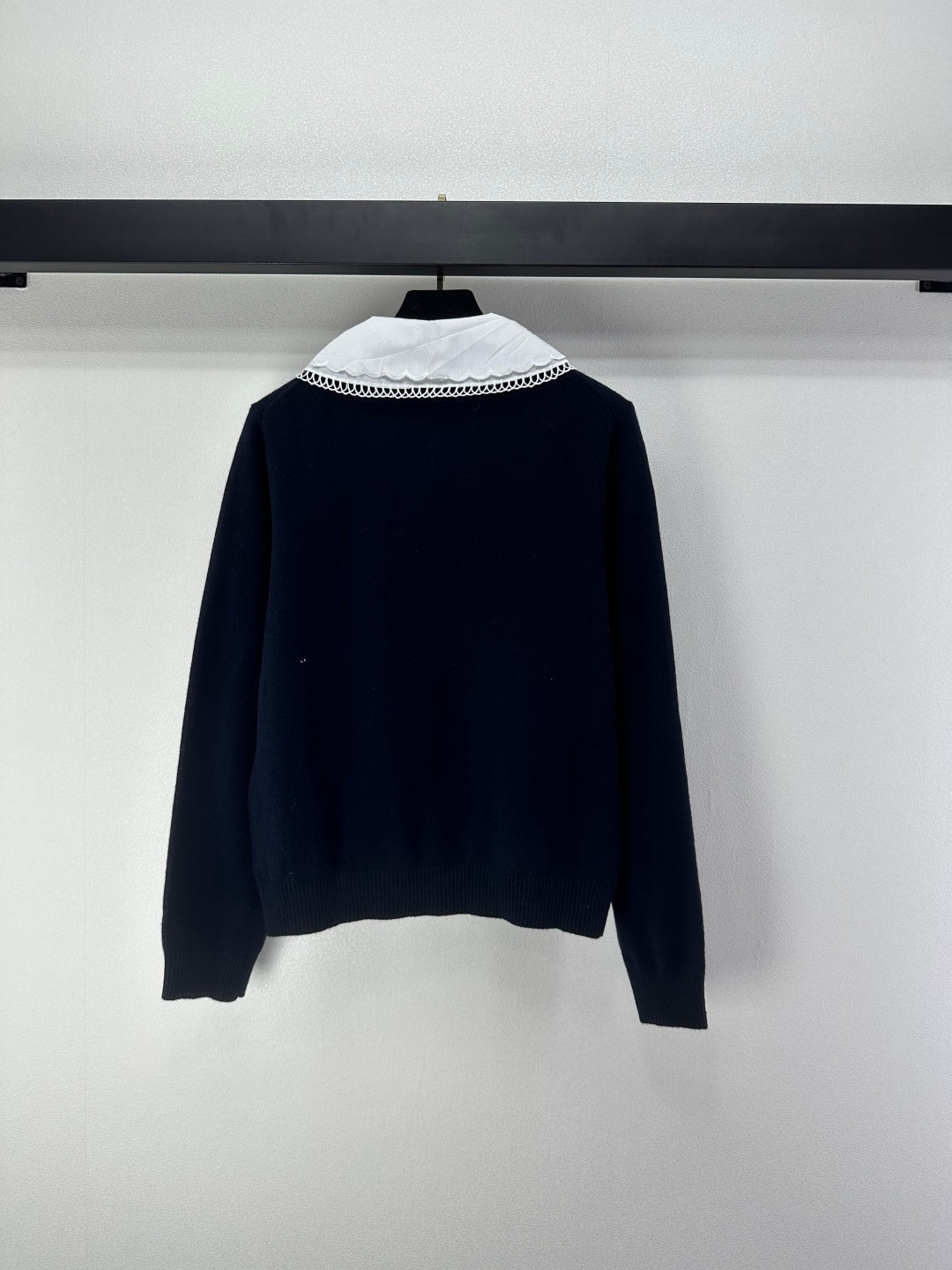 Miumiu 2026  Knit Long-Sleeve Cardigan Navy Blue Wool 349067