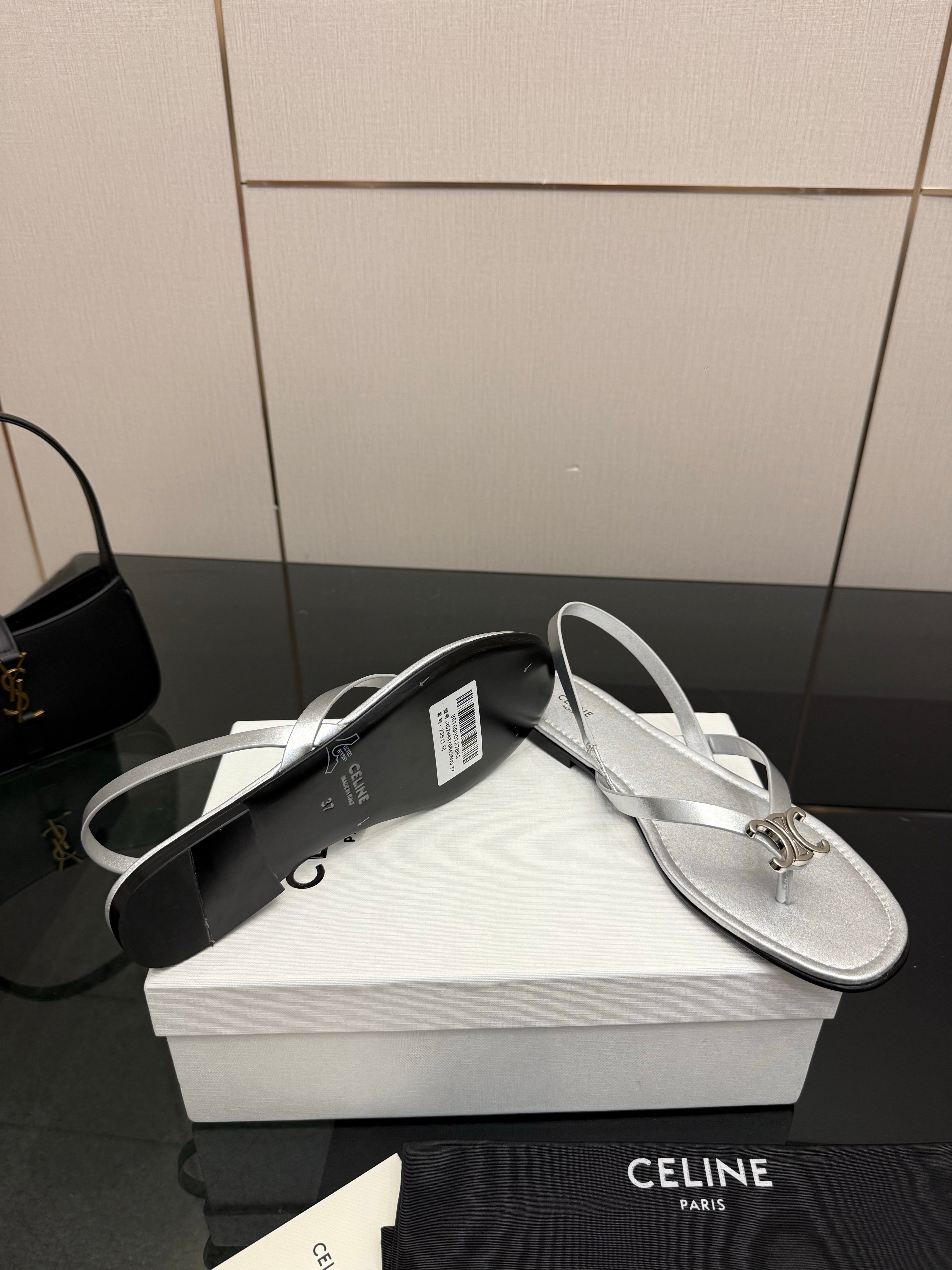 Celine Biki Sandal Sliver Calfskin 725674