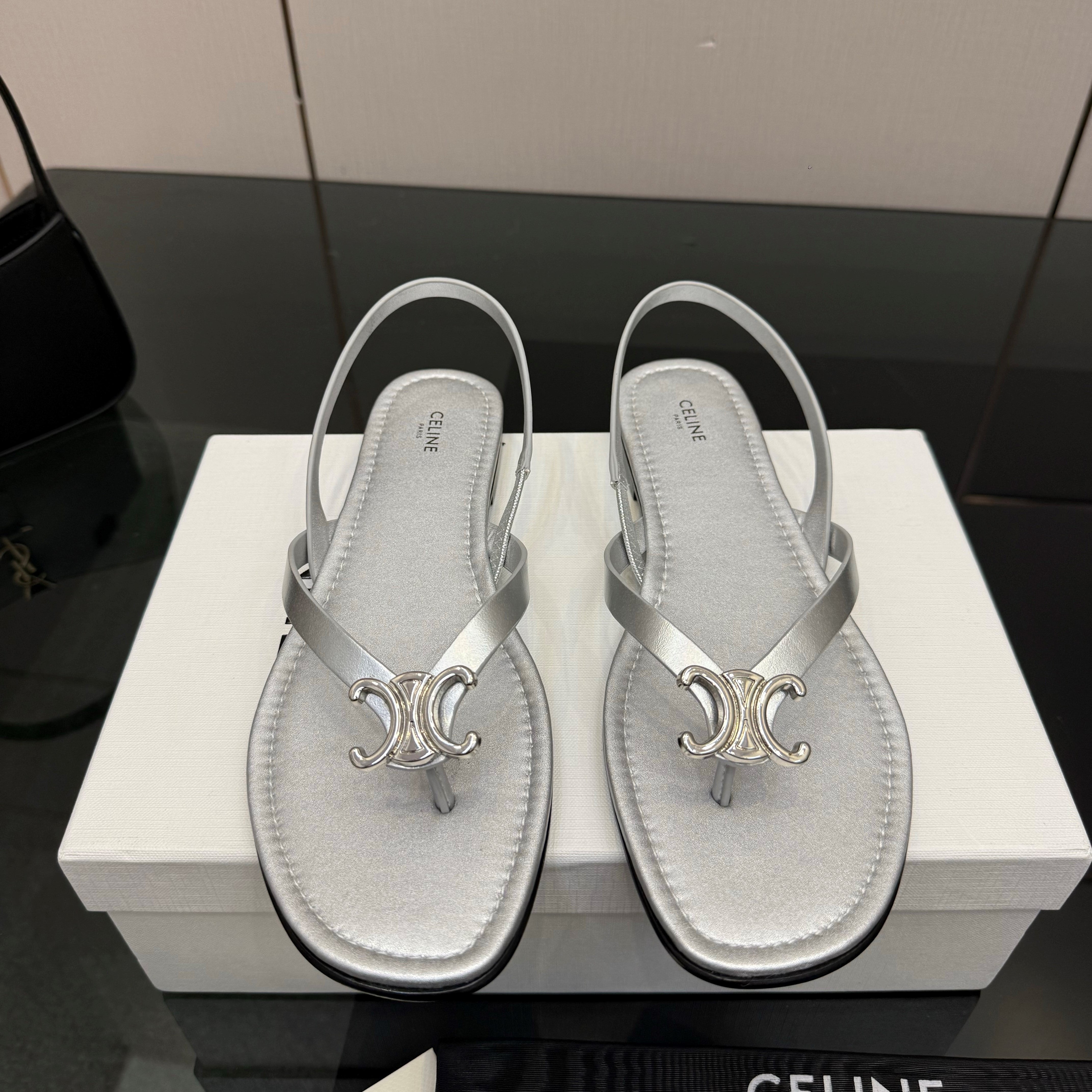 Celine Biki Sandal Sliver Calfskin 725674